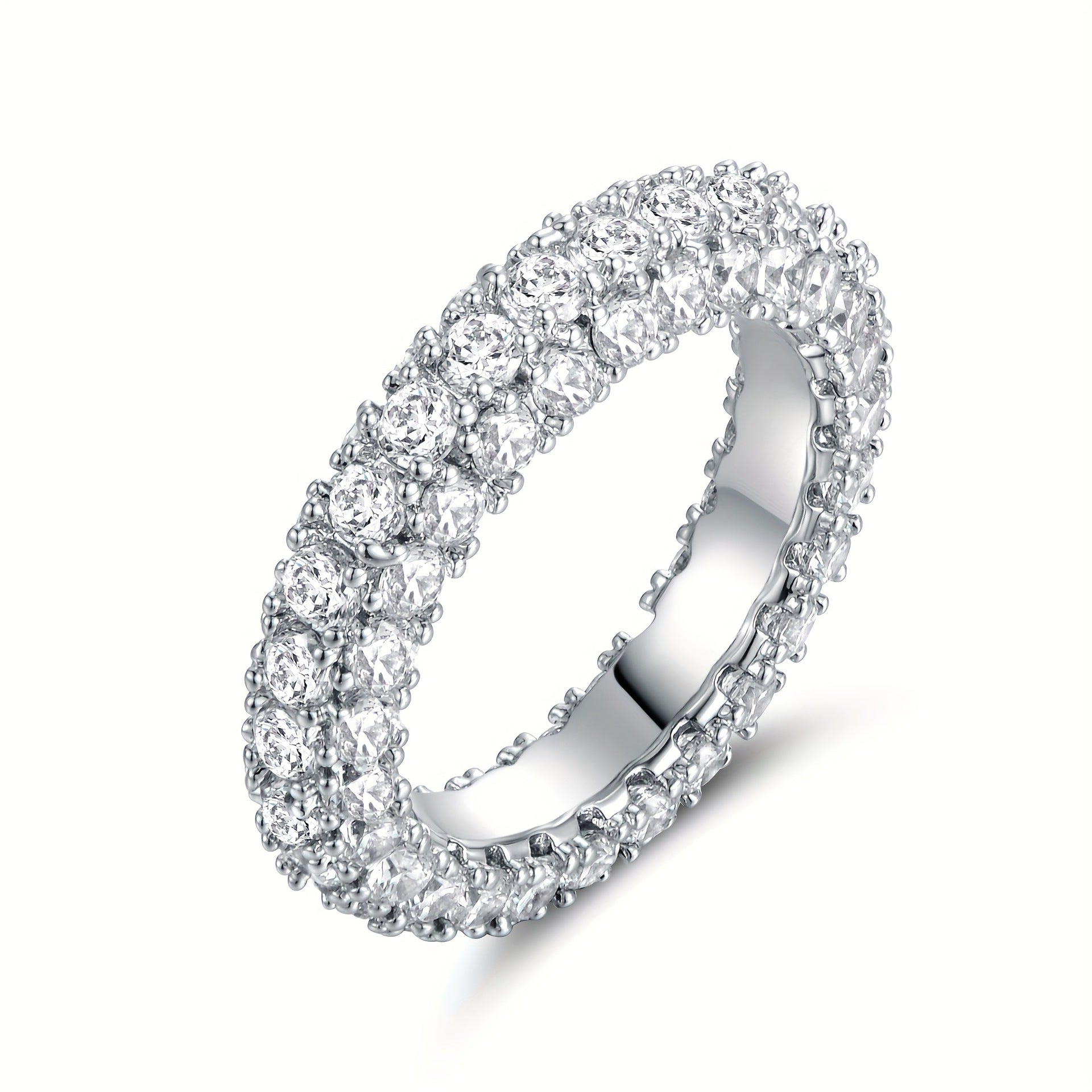 Minimalist Three-Stone Zircon Ring in Sterling Silver or Gold