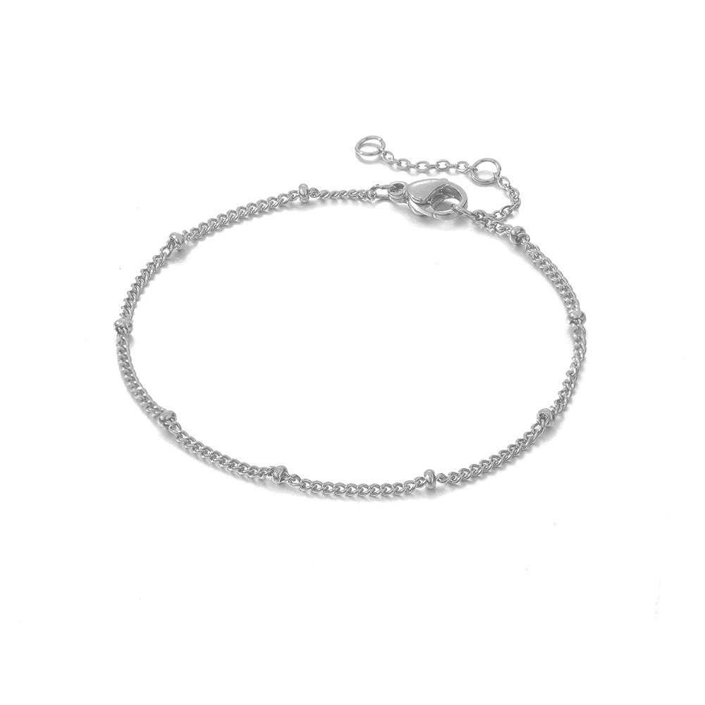 Stainless Steel Gold-colored Beaded Bracelet For Women