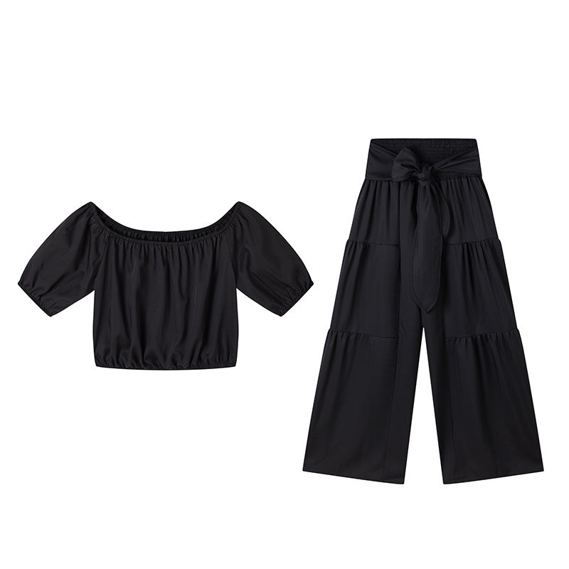 Two-Piece High-Waist Flared Pant Set with Off-Shoulder Top - Image 6