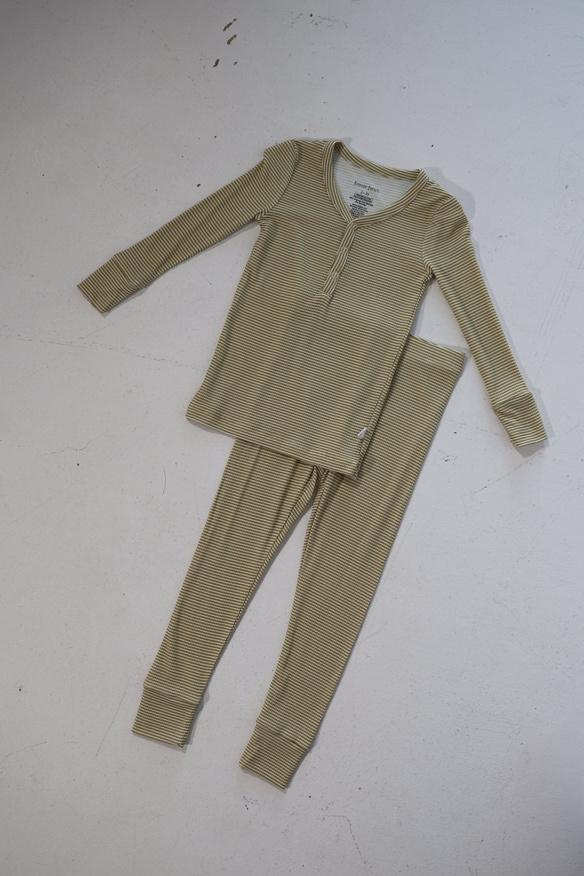 Willow Stripe Ribbed Two Piece Bamboo Pajamas Set for Kids