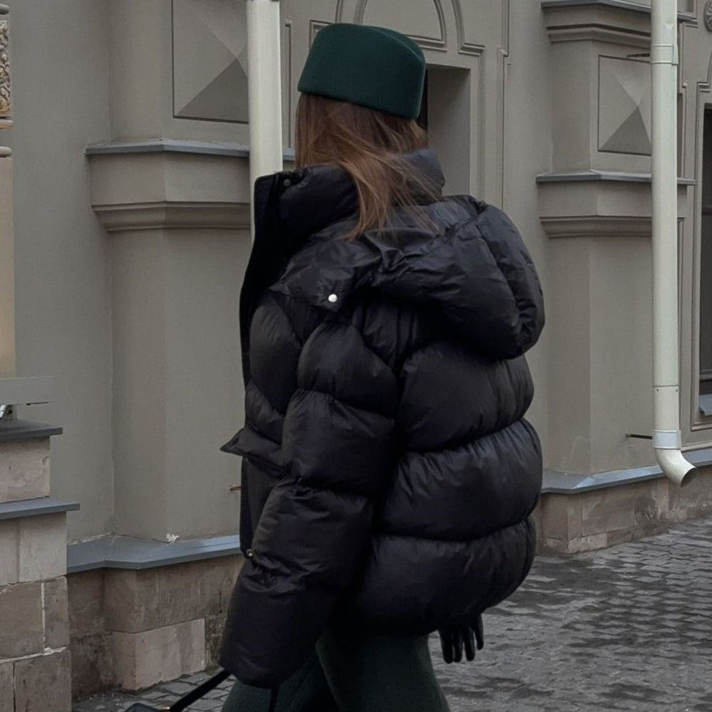Warm Hooded Puffer Jacket for Women with Square Pockets - Image 5