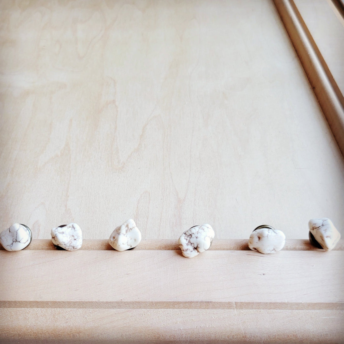 White Turquoise Stud Earrings - Boho Handcrafted
