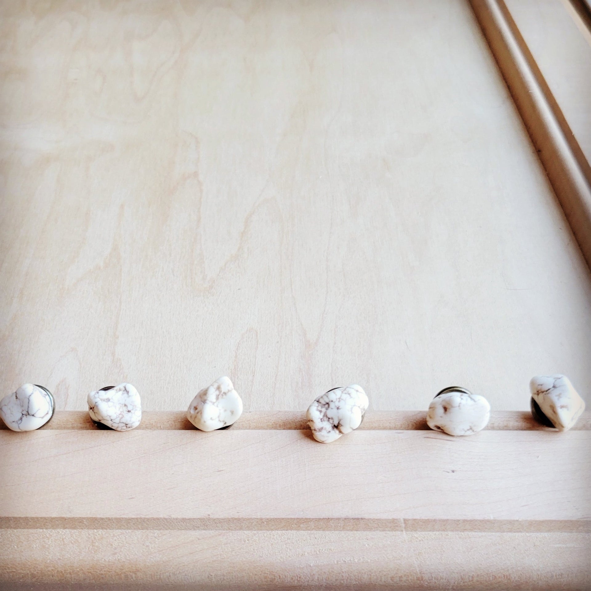 White Turquoise Stud Earrings - Boho Handcrafted