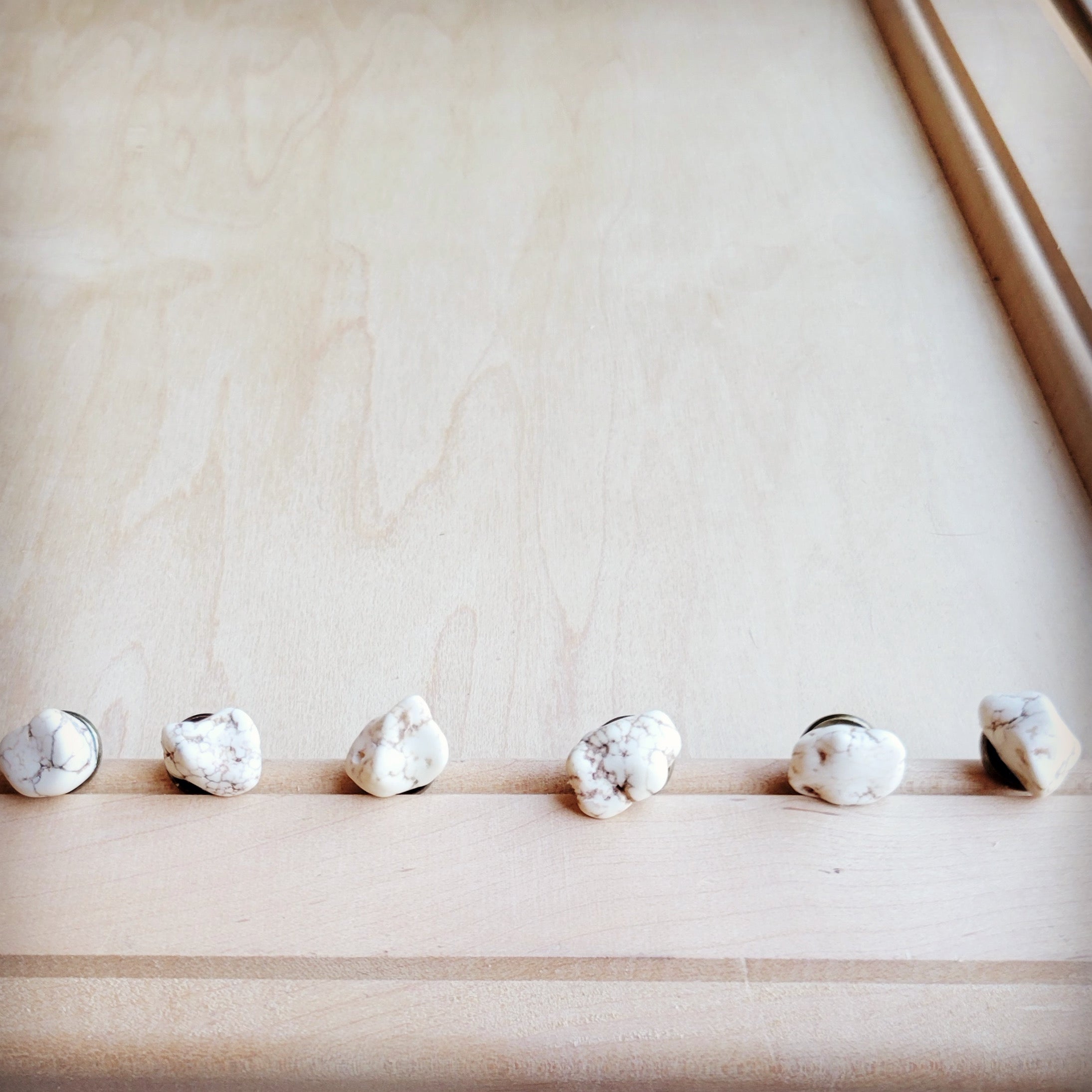 White Turquoise Stud Earrings - Boho Handcrafted