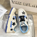 White Multi Contrast Star Patch Round Toe Athletic Sneakers - Image 6