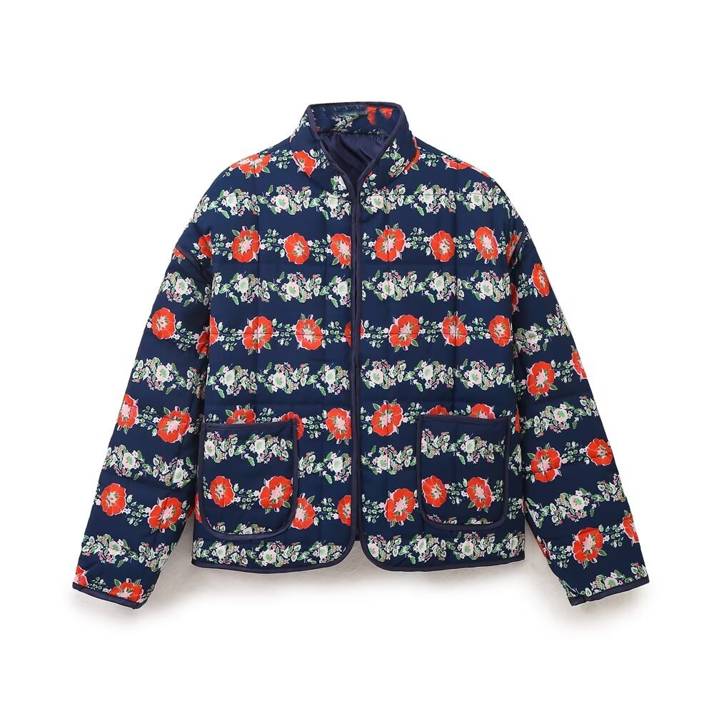 Women's Harajuku Floral Quilted Cotton Jacket - Casual & Chic Outerwear - Image 6