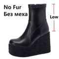 Women's Black Punk Platform Wedge Ankle Boots - Image 7