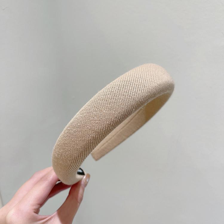 Japanese Style Wide Padded Headband - Khaki, Brown & Cream - Image 6