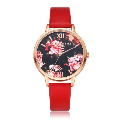 Women's Harajuku Floral Dial Quartz Watch with Leather Strap - Image 7