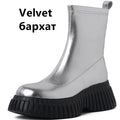 Women's Metallic Silver & Black Denim Platform Ankle Boots - Image 6