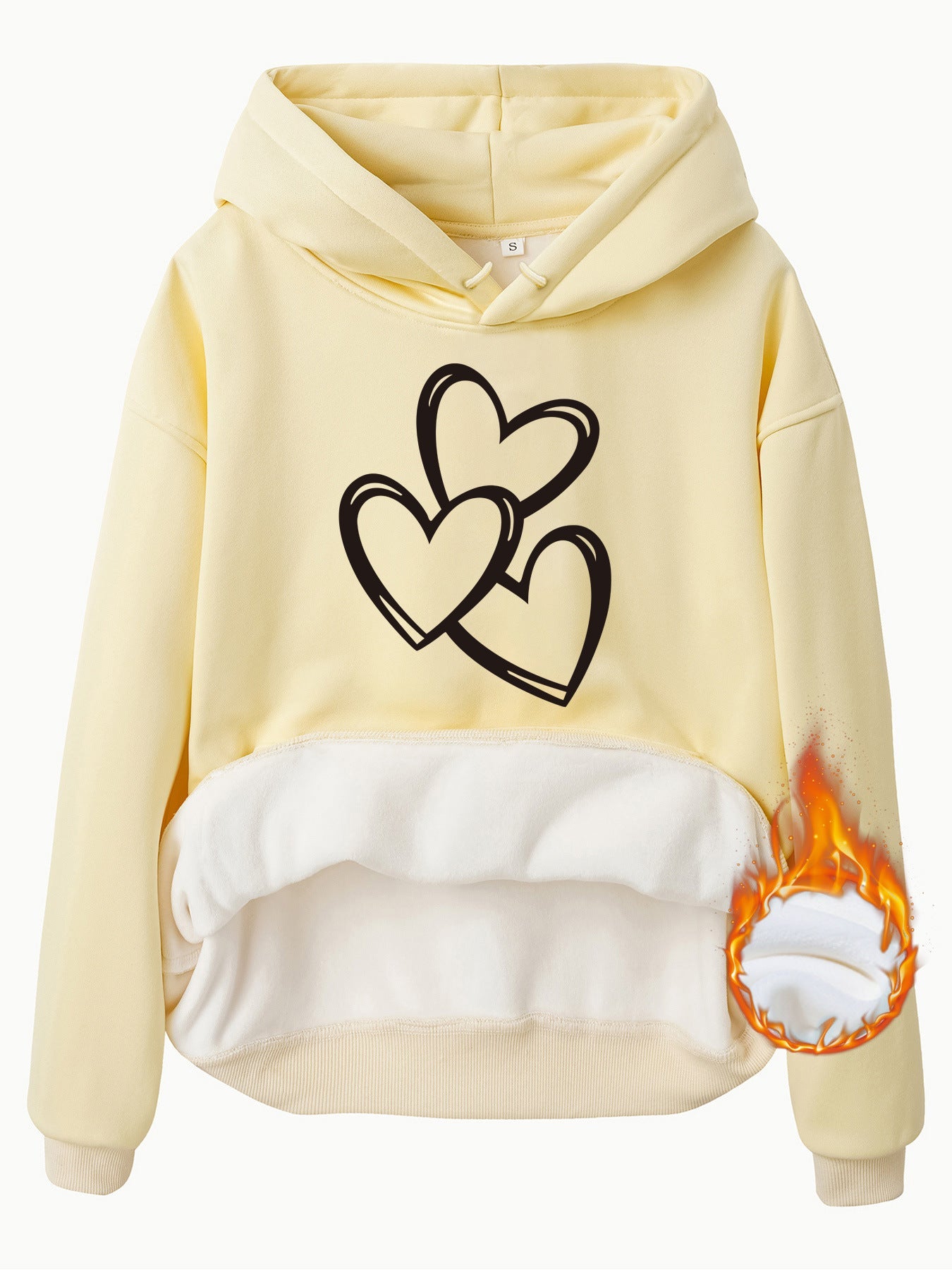 Women's Heart Graphic Fleece Hoodie Casual Street Style Pullover