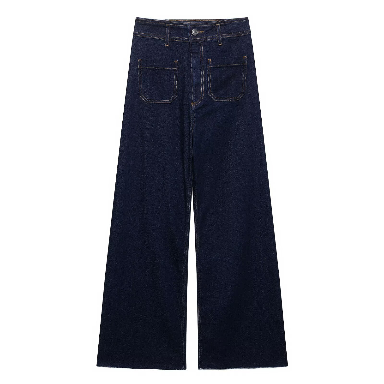 Women's High Waist Wide Leg Jeans - Black, Deep Blue, Grey Black - Image 5