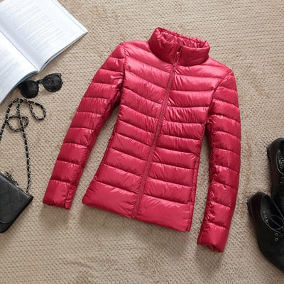 Women's Ultra-Lightweight Slim Fit Hooded Puffer Jacket - Image 23