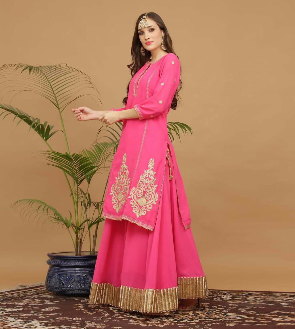 Pink Georgette Lehenga Set Flowy Ethnic Outfit
