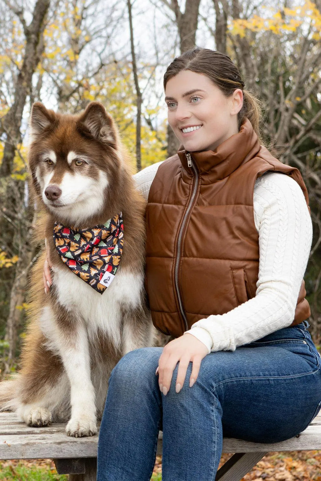 Woodland Tales Dog Bandana and Matching Keychain Set