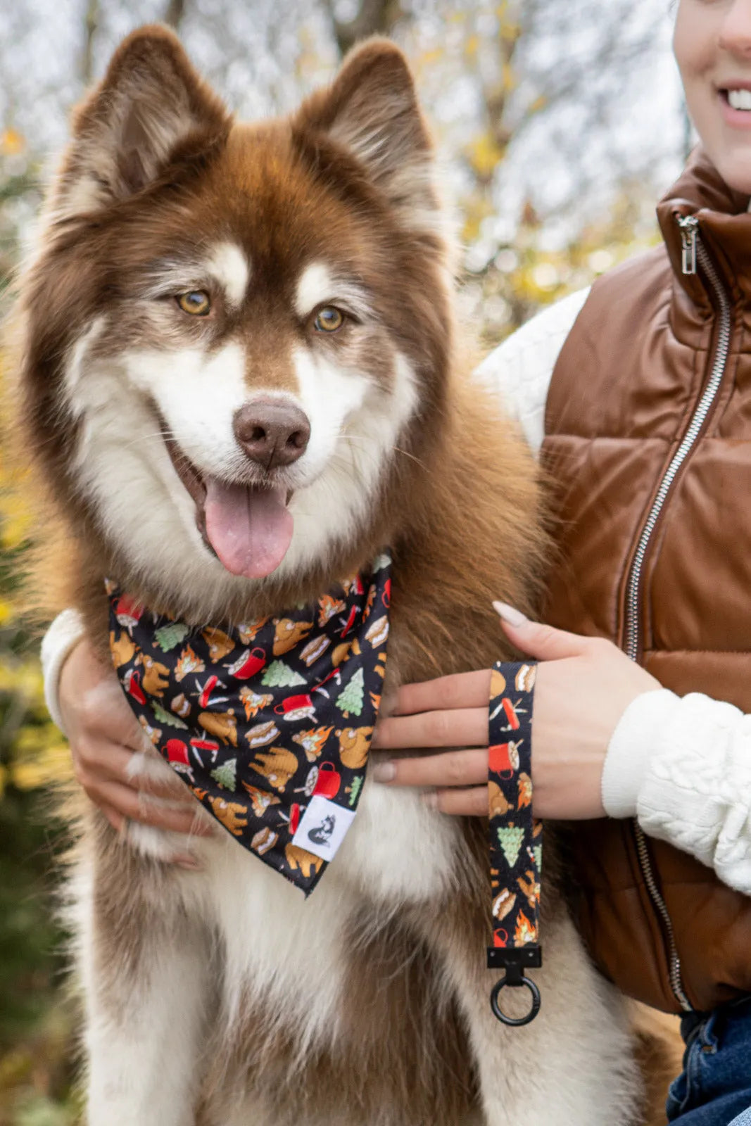 Woodland Tales Dog Bandana and Matching Keychain Set