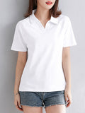 Women's Cotton Short Sleeve Polo Shirt - Comfortable Casual Top