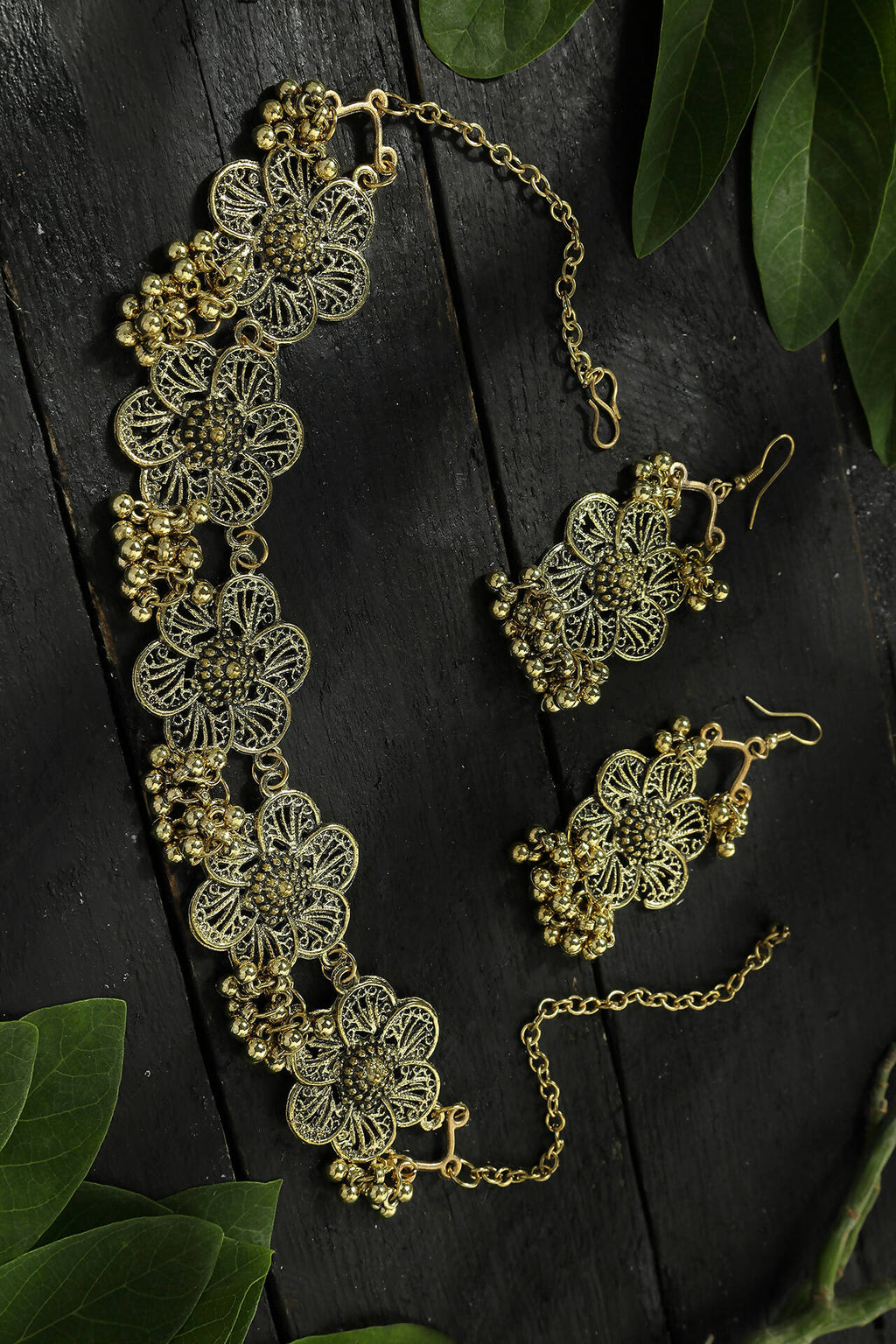Floral Golden-Plated Brass Finish Choker for Women