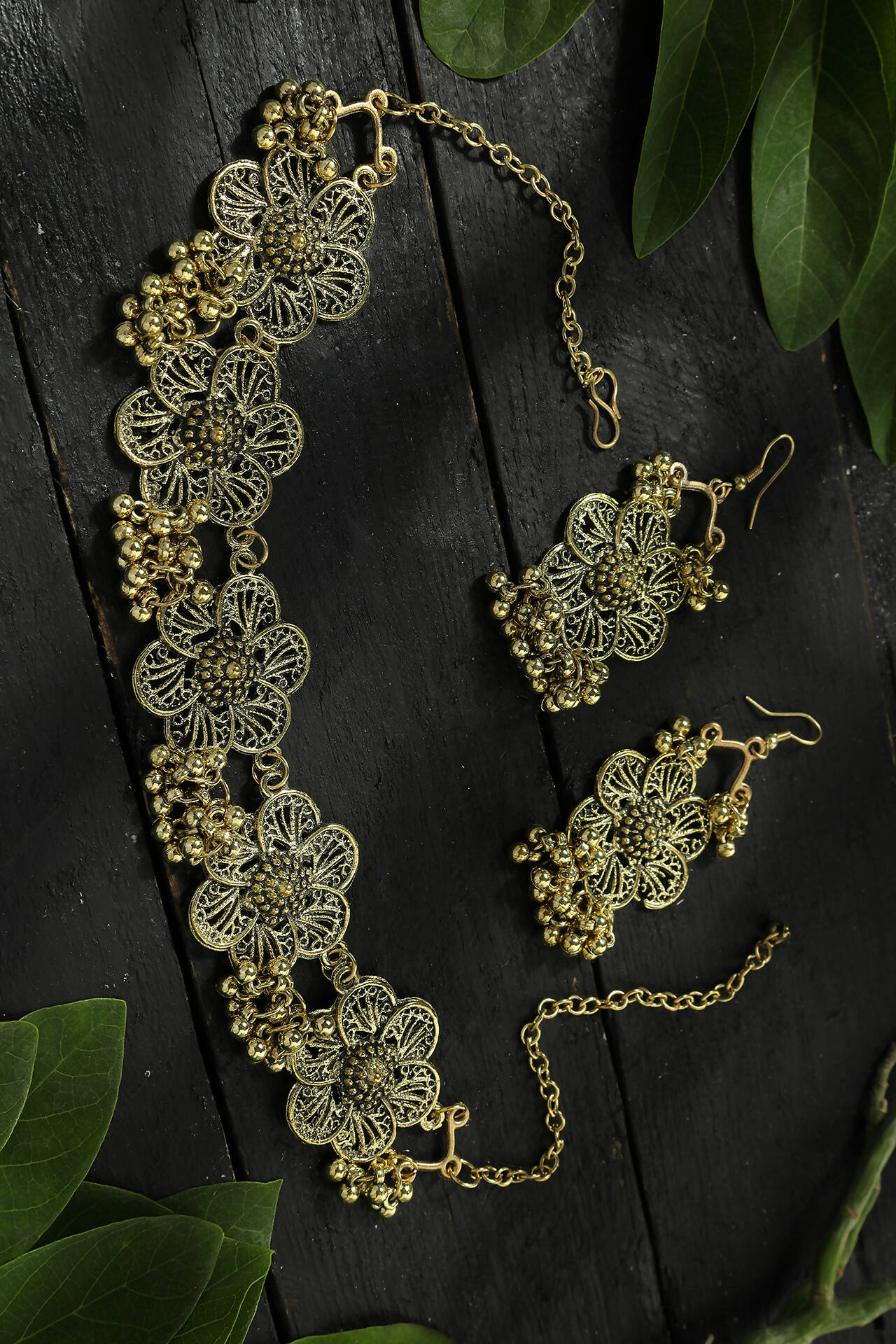 Floral Golden-Plated Brass Finish Choker for Women