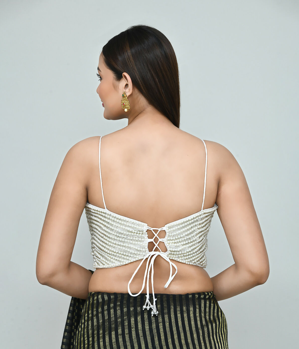 Women's White Art Silk Embroidered Stitched Blouse