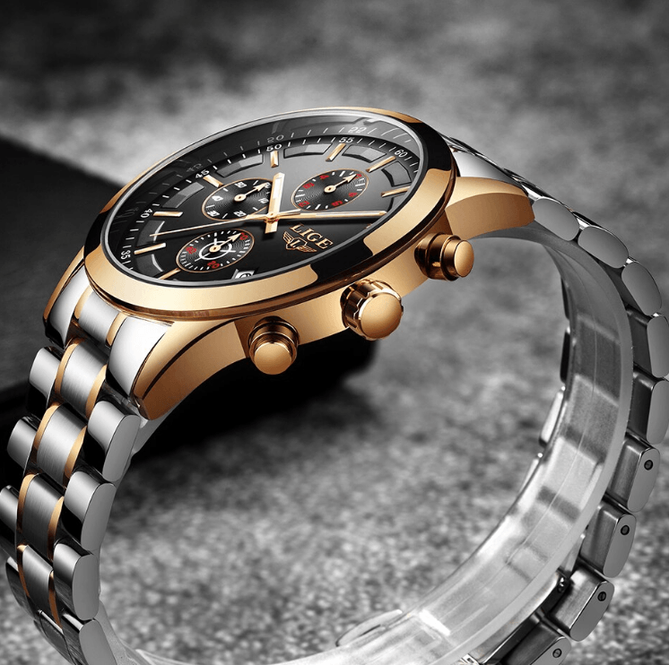 Men's Waterproof Chronograph Watch with Date Display & Luxury Dial