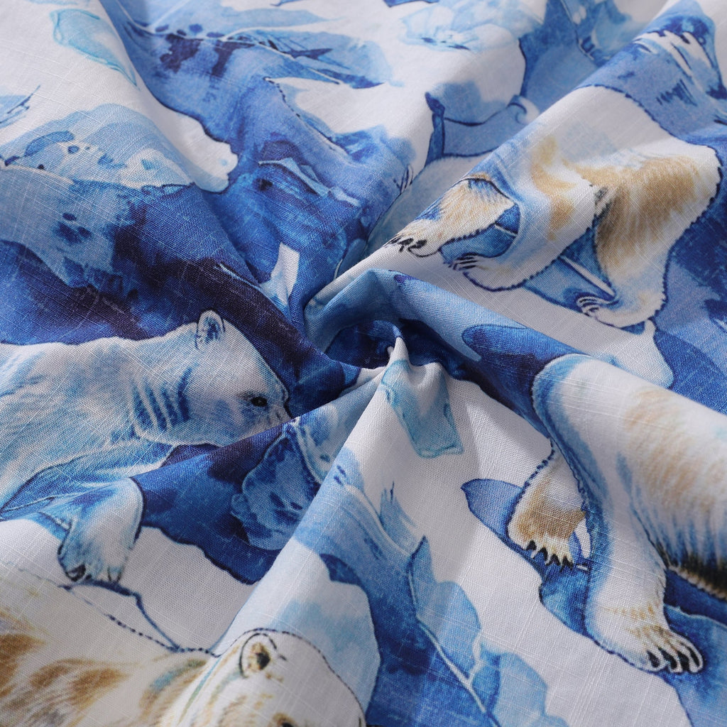 Polar Bear Melting Away Print Men's Hawaiian Shirt, 100% Cotton