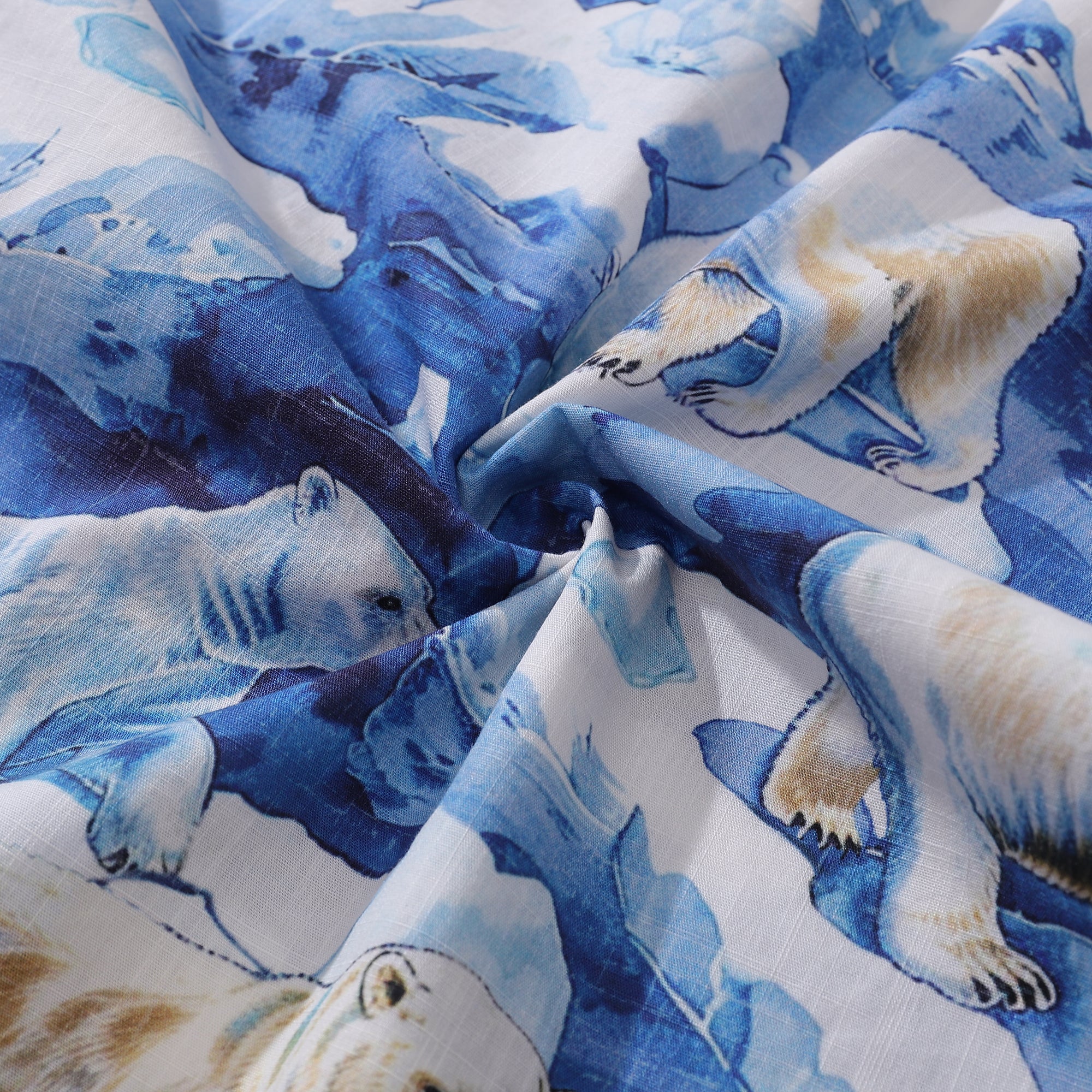 Polar Bear Melting Away Print Men's Hawaiian Shirt, 100% Cotton