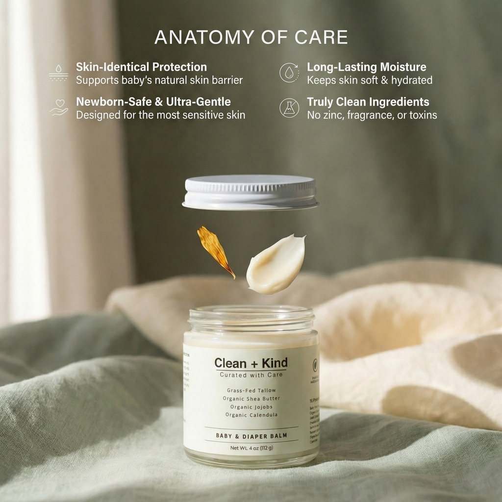 Natural Baby and Diaper Rash Balm with Grass-Fed Tallow 4oz - Image 6