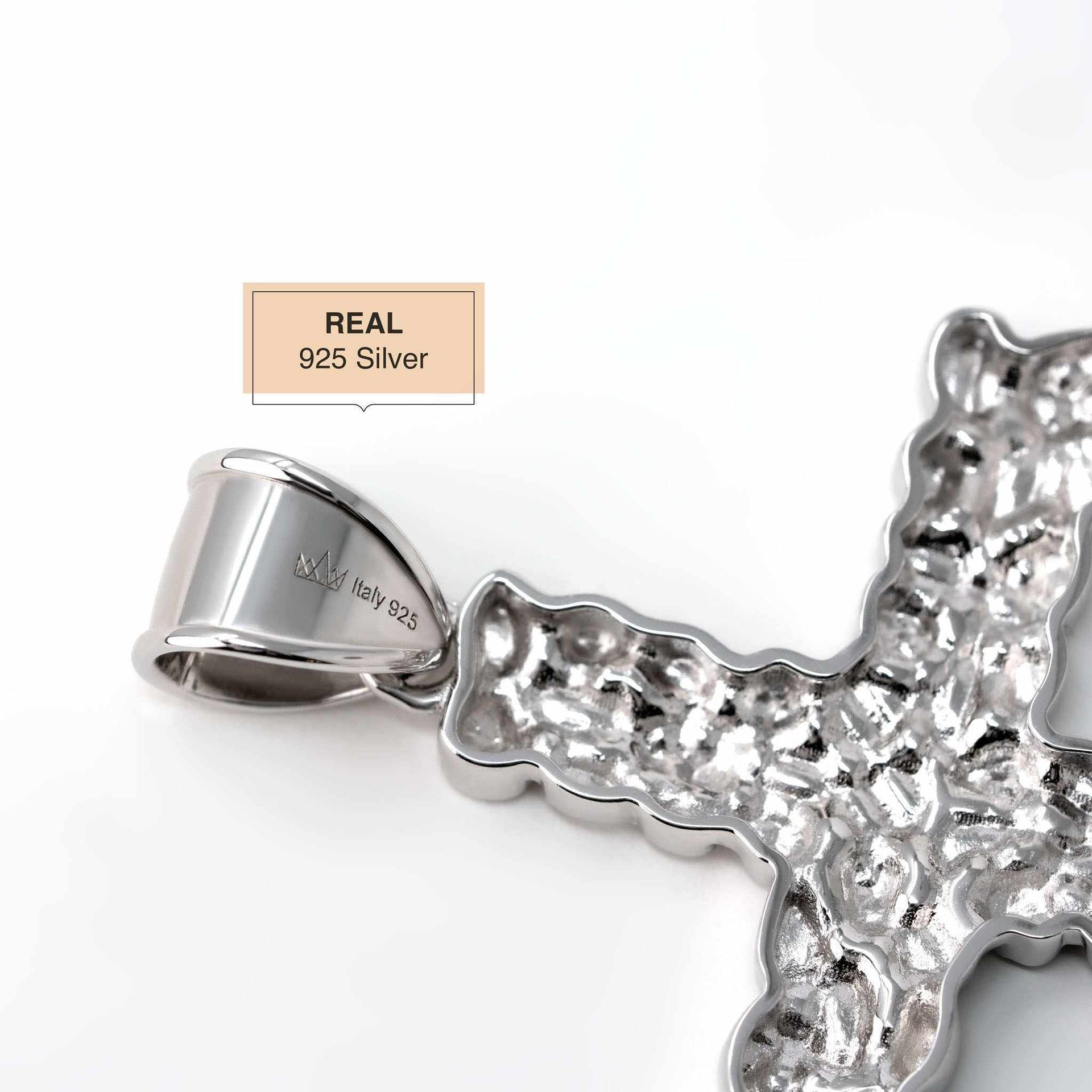 Nugget Cross Pendant in 925 Sterling Silver