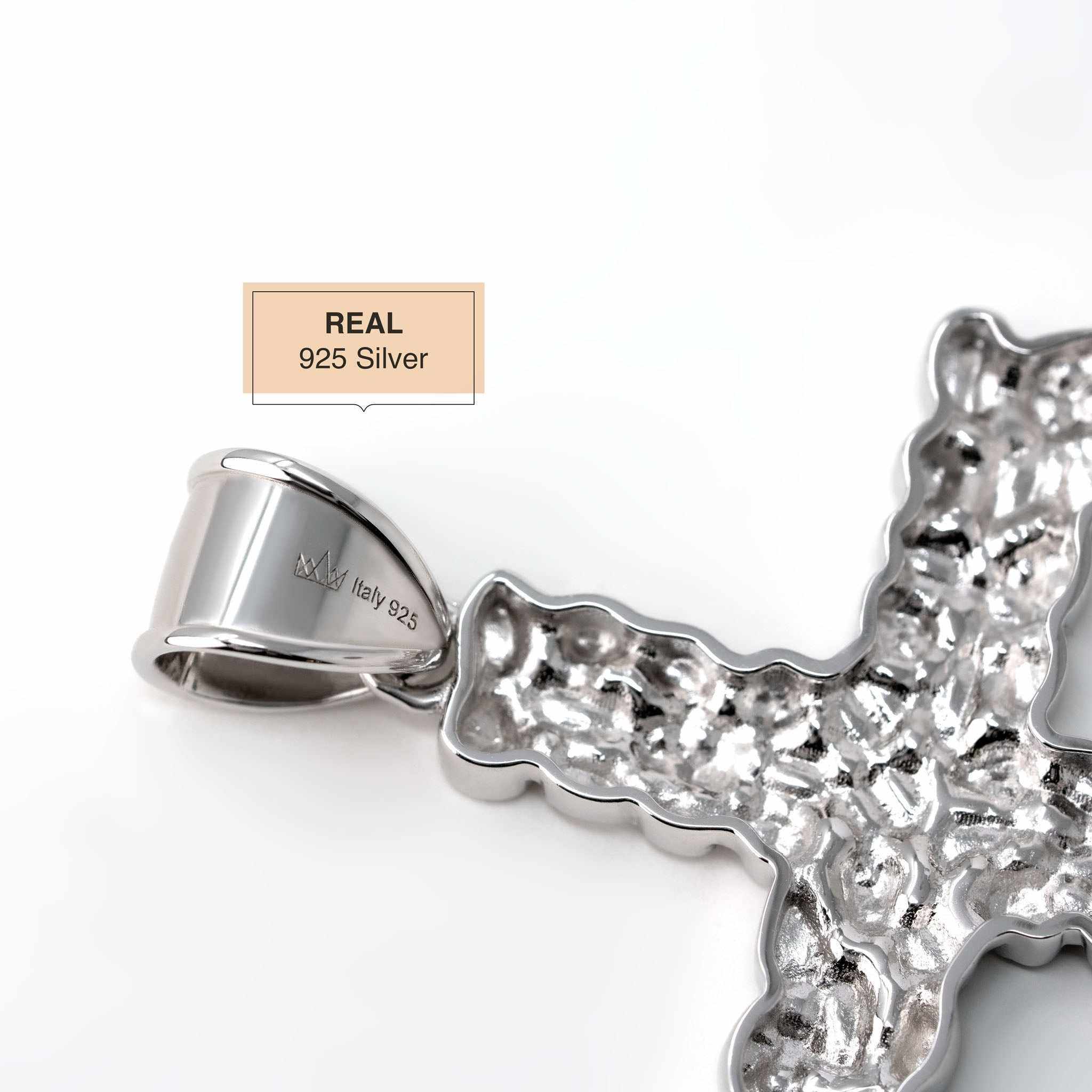 Nugget Cross Pendant Religious 925 Sterling Silver