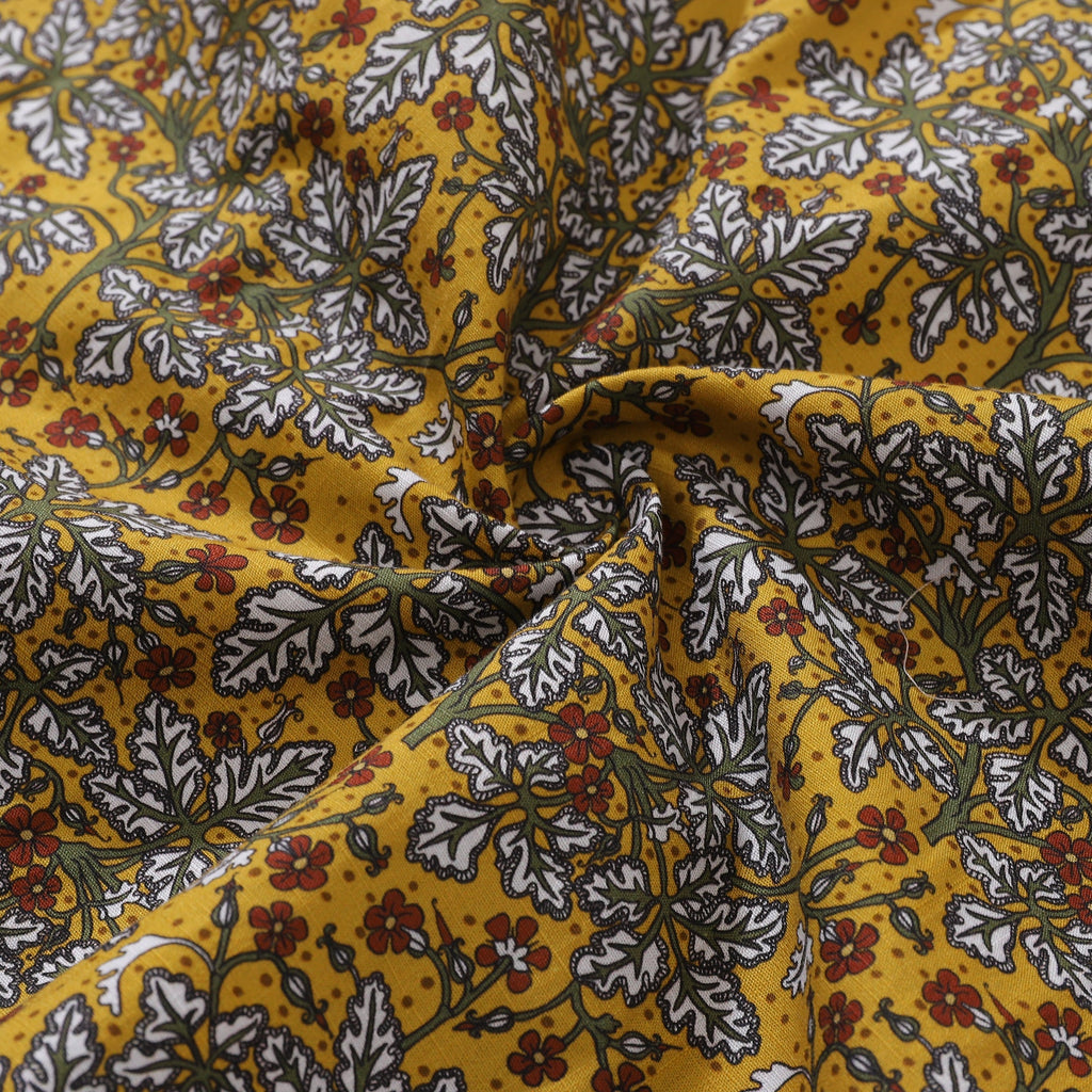 Men's Heritage Floral Leaf Print Short Sleeve Cotton Shirt