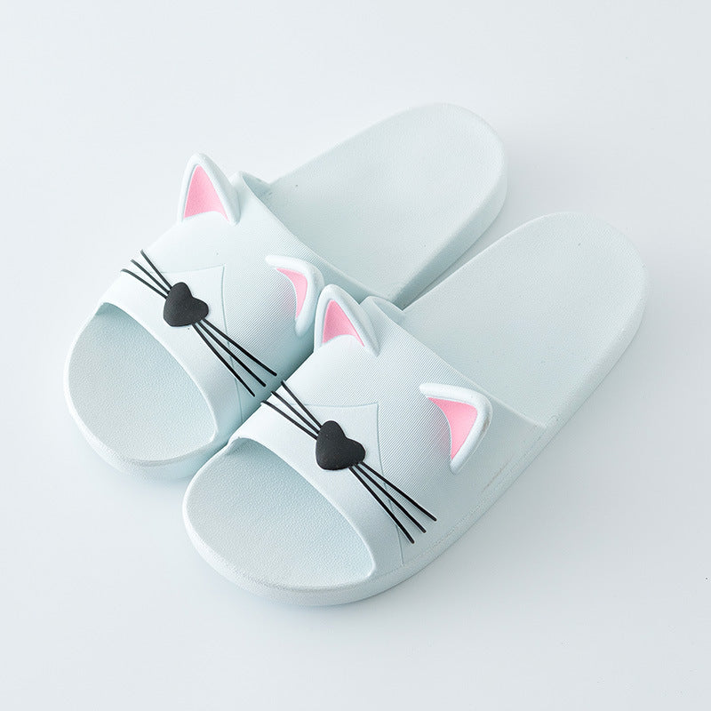 Women’s Kawaii Cat Platform Slide Sandals – Soft Sole Beach Slippers