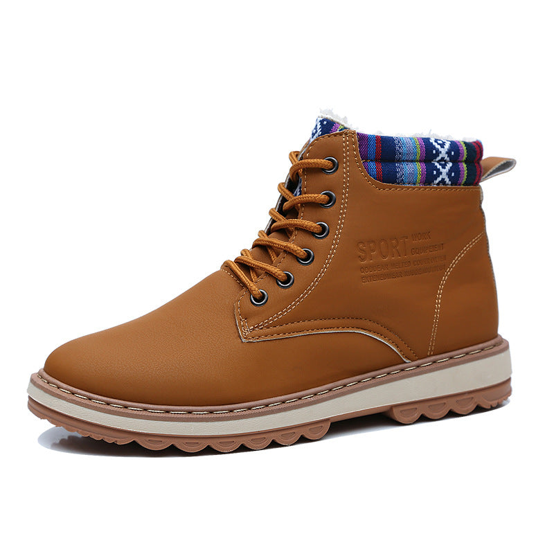 Waterproof Men's Winter Snow Boots with Warm Plush Lining