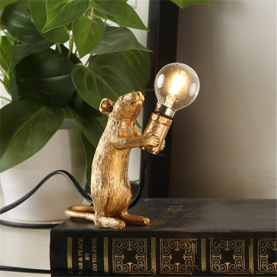 Whimsical Resin Mouse Table Lamp – Unique Decorative LED