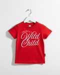 Kids wearing America's Wild Child patriotic graphic tee in red, white, and blue.