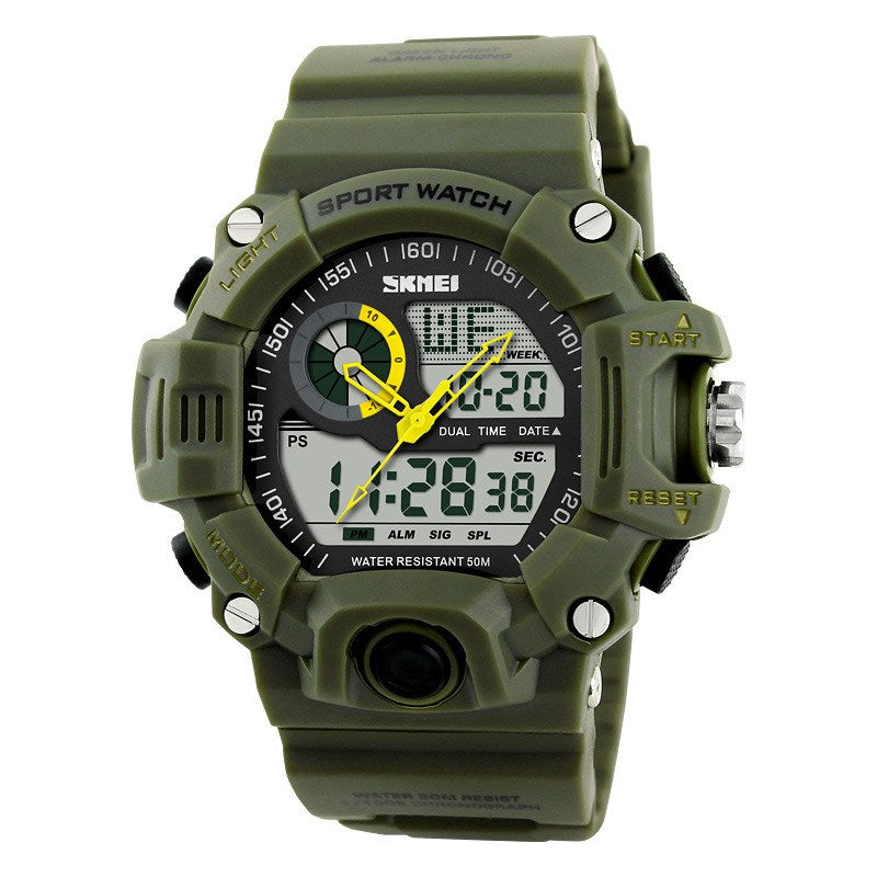 Men's Dual Display Tactical Sport Watch with LED and Alarm