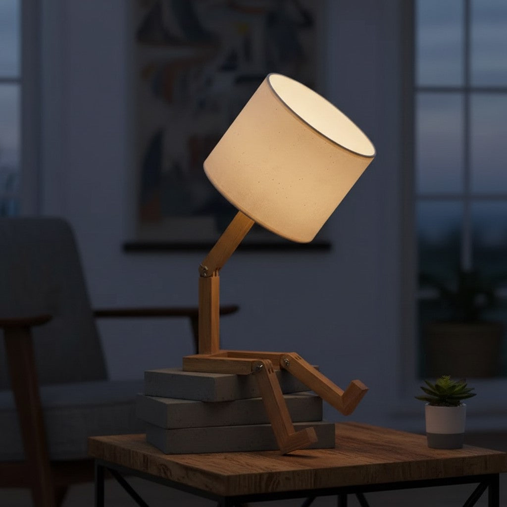 Modern Foldable Wooden Desk Lamp – Minimalist Adjustable Table Light