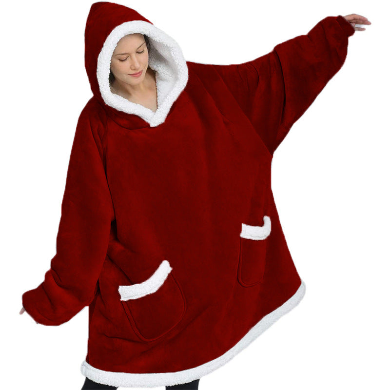 Oversized Fleece Wearable Blanket Hoodie with Pocket for Lounging
