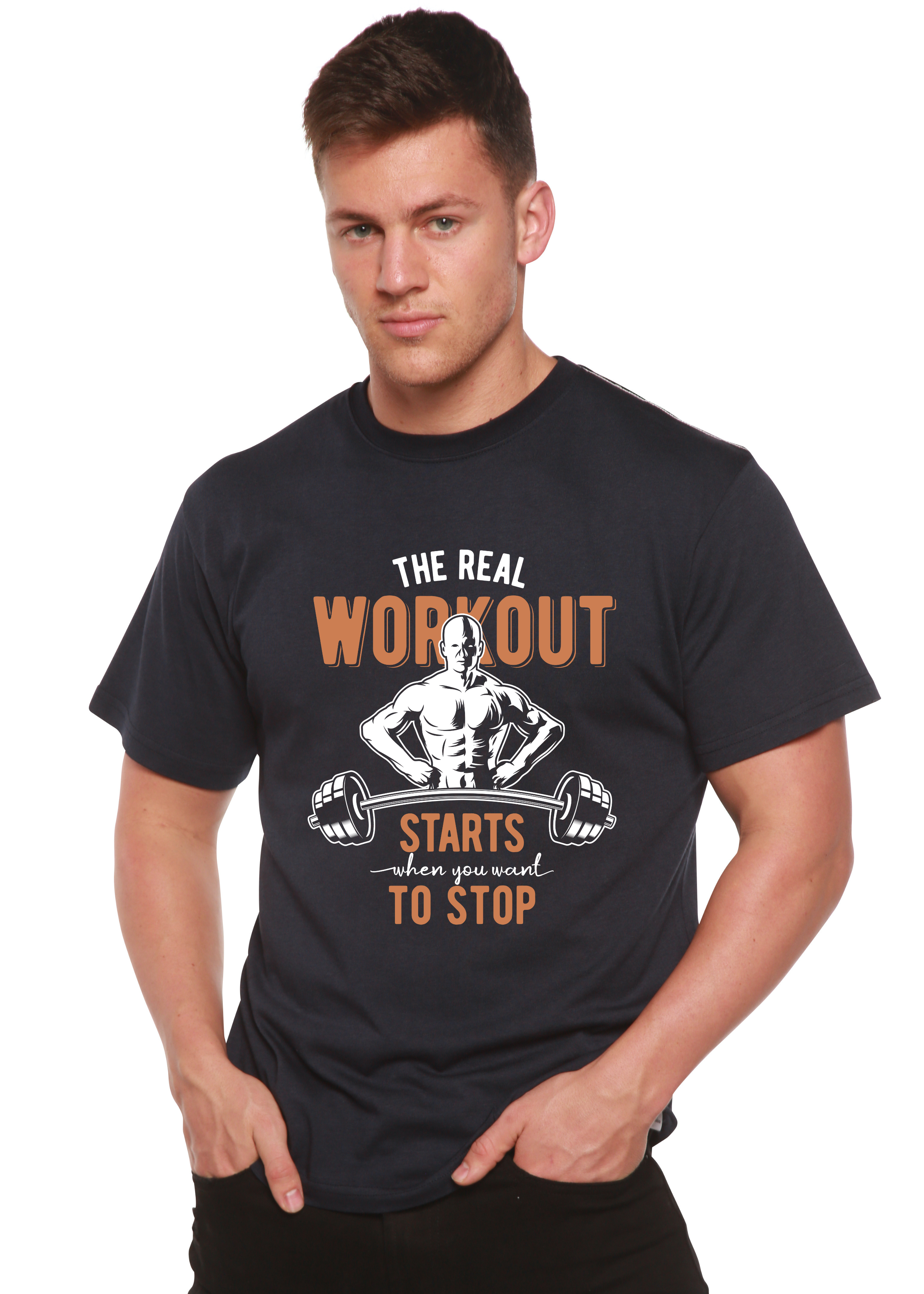 The Real Workout Men's Bamboo Viscose/Organic Cotton Short Sleeve Graphic T-Shirt