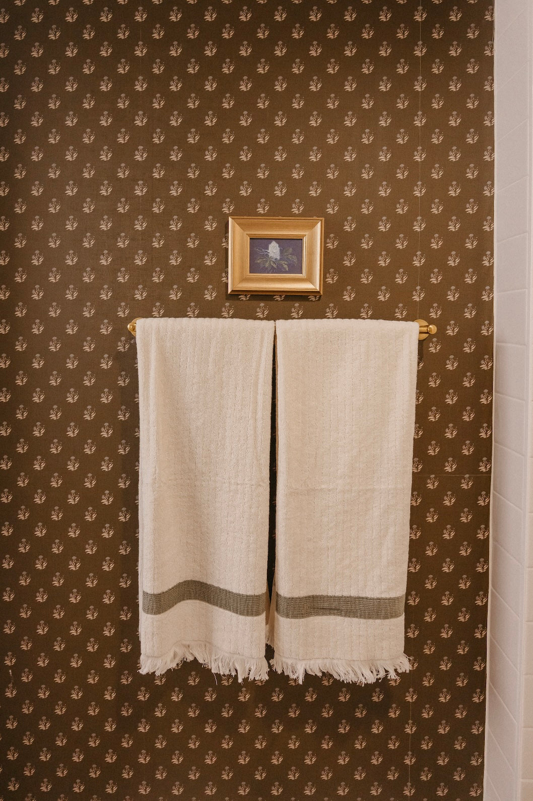 Mulberry Court Floral Removable Wallpaper in Beige and Brown