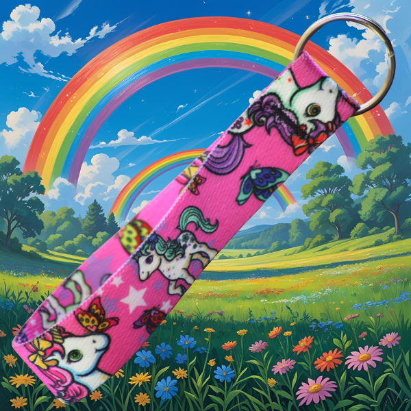 Cartoon Unicorn Keychain Wrist Lanyard