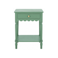 Wood Scalloped Side Table in Mint Green