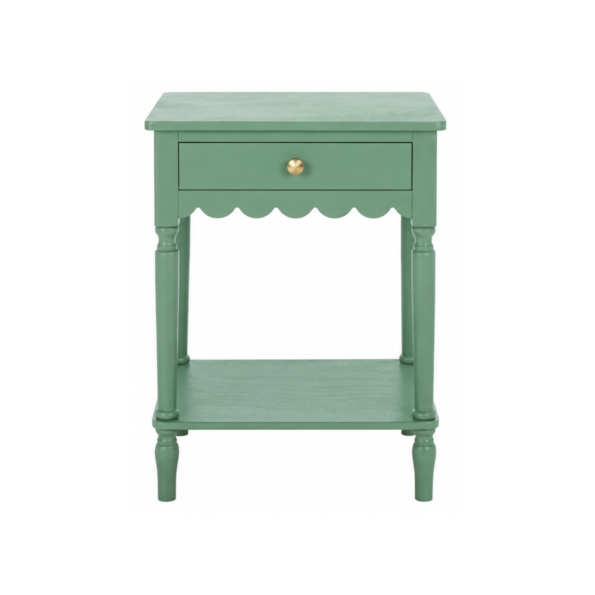Wood Scalloped Side Table in Mint Green