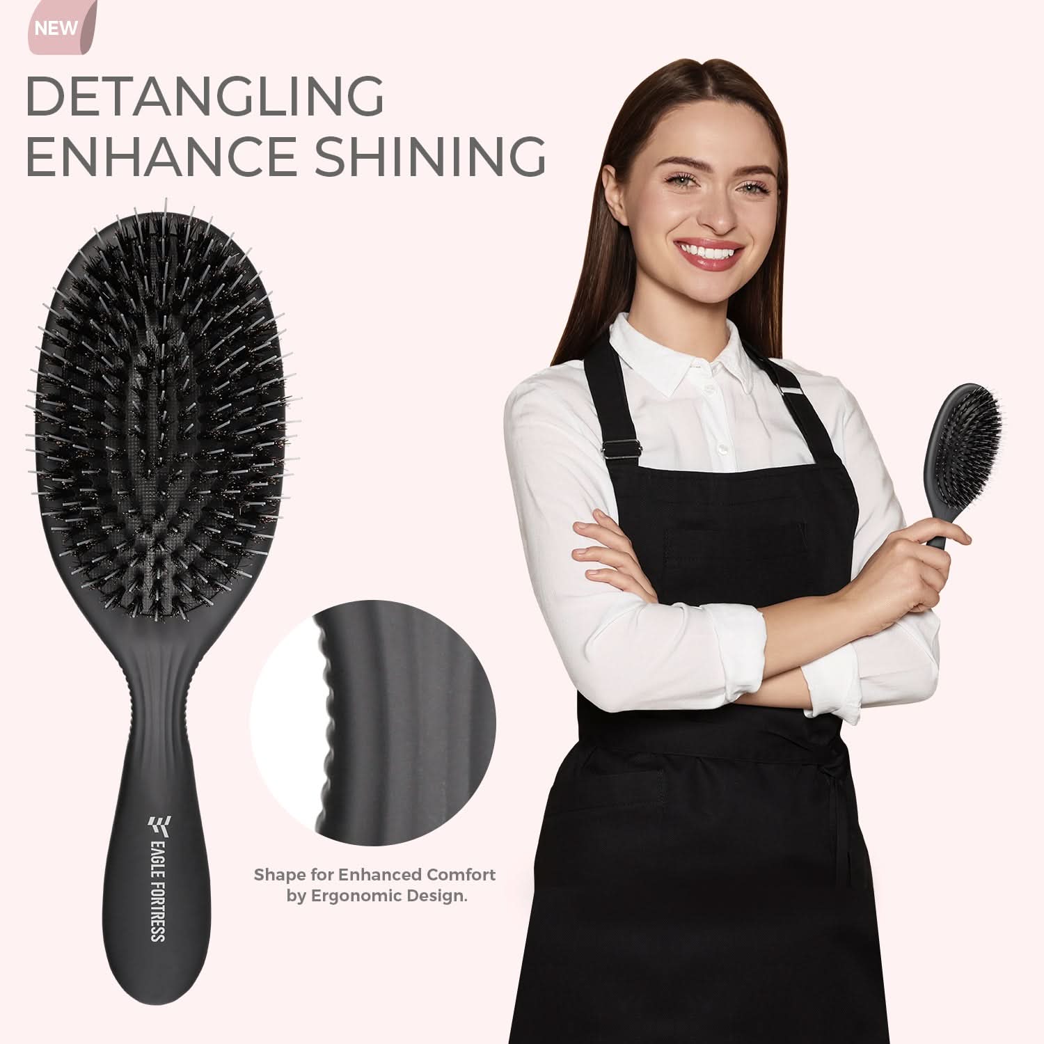Gentle Natural Boar Bristle Baby Hair Brush - Black Detangler