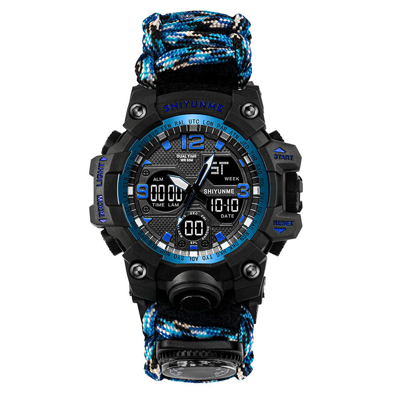 6-in-1 Survival Men’s Sports Watch with Compass & Paracord Band