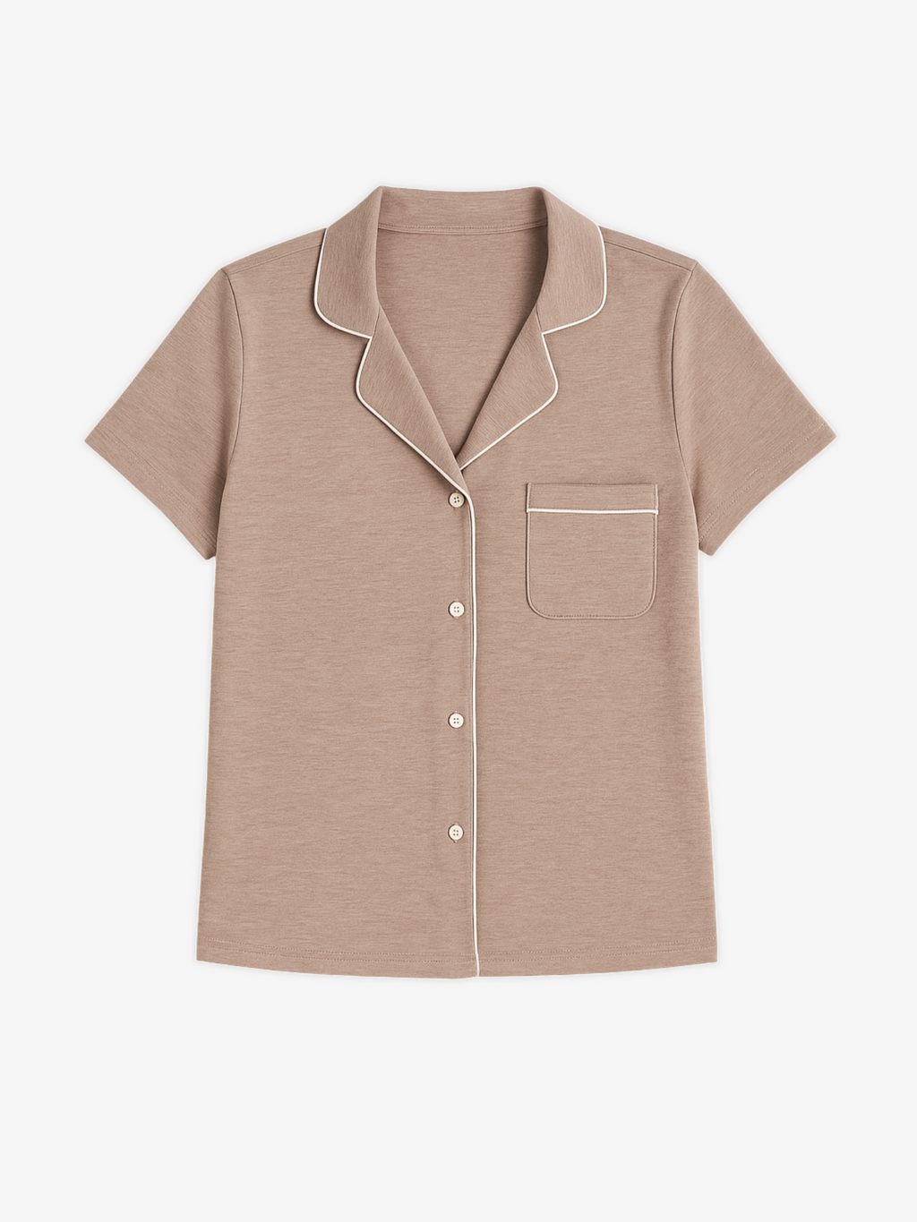 Donna Short Sleeve Button-Down Pajama Shirt in Navy - Image 10