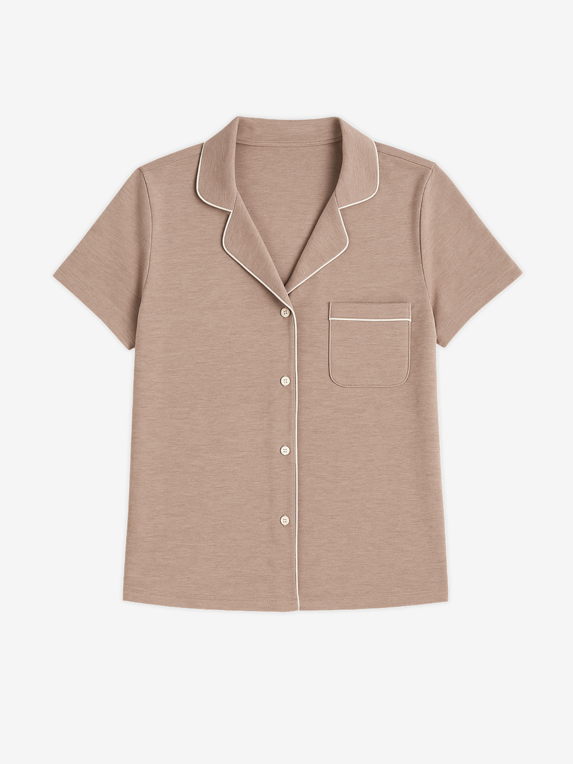 Donna Short Sleeve Button-Down Pajama Shirt in Navy - Image 10