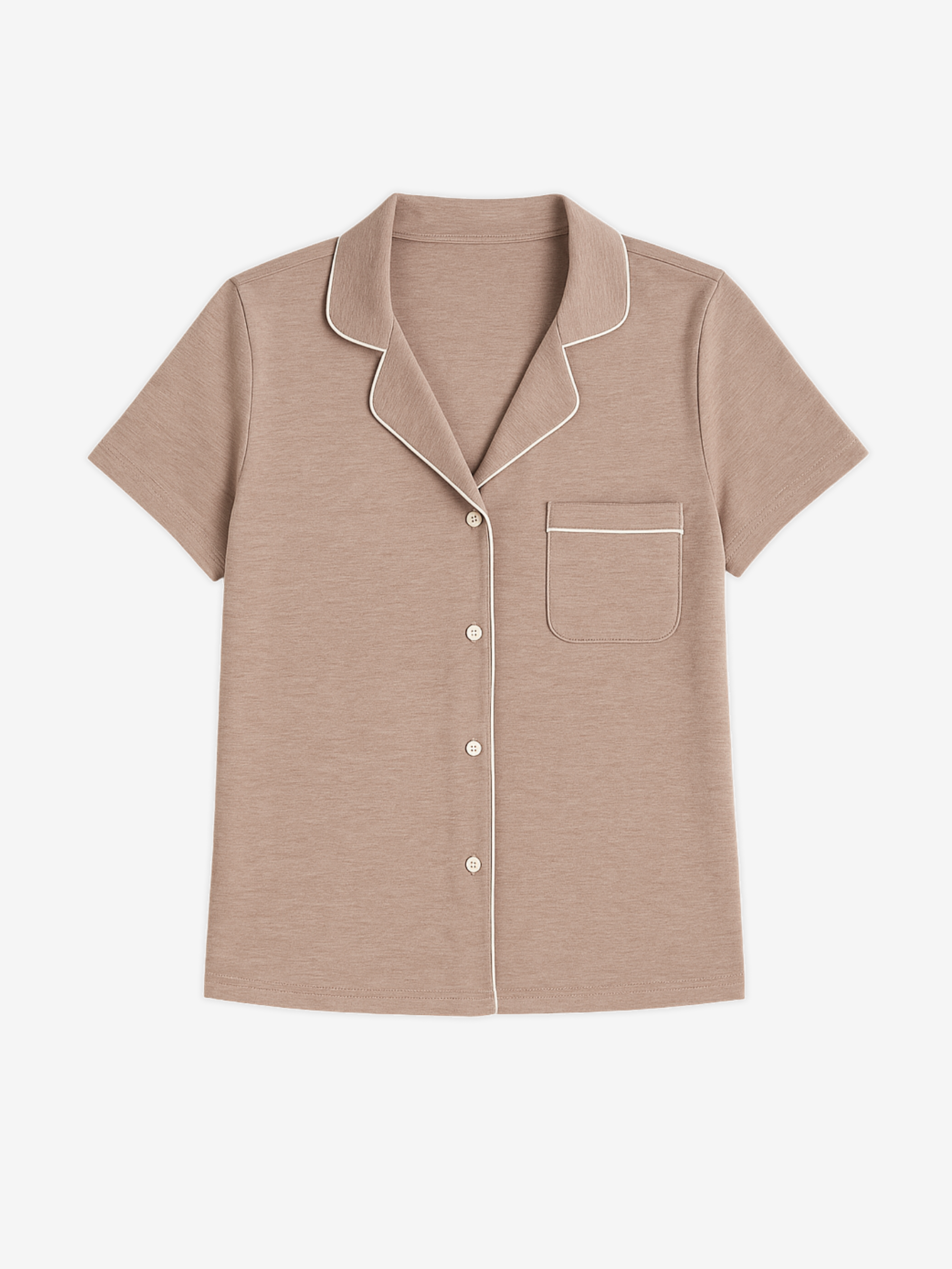 Donna Short Sleeve Button-Down Pajama Shirt in Navy - Image 10