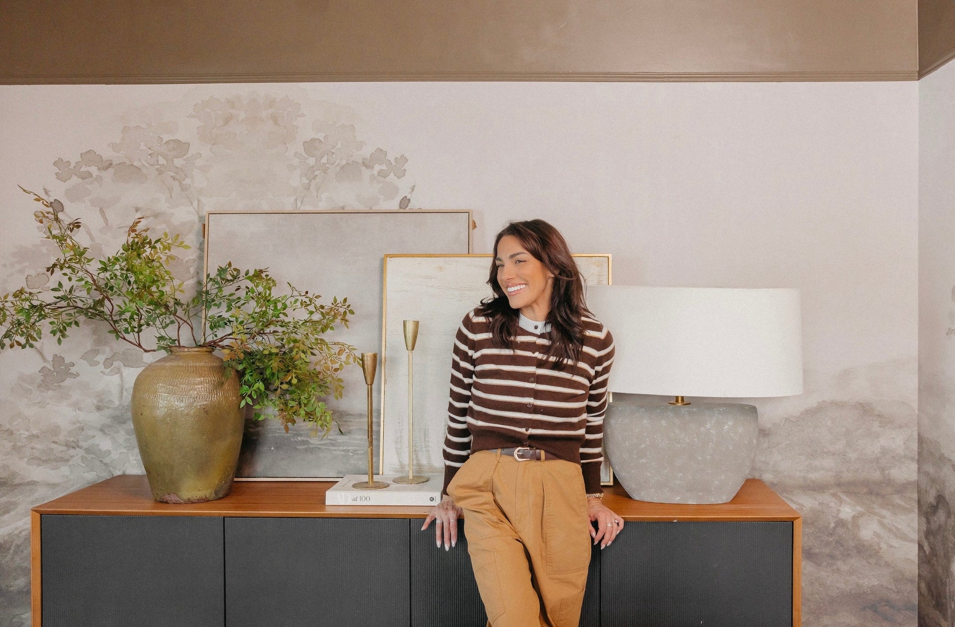 Somerset Fields Nature-Inspired Wallpaper in Taupe and Cream