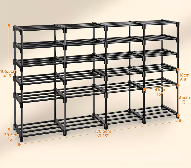 Multi-Layer Shoe Rack Organizer with Hooks - Large Capacity Shelf
